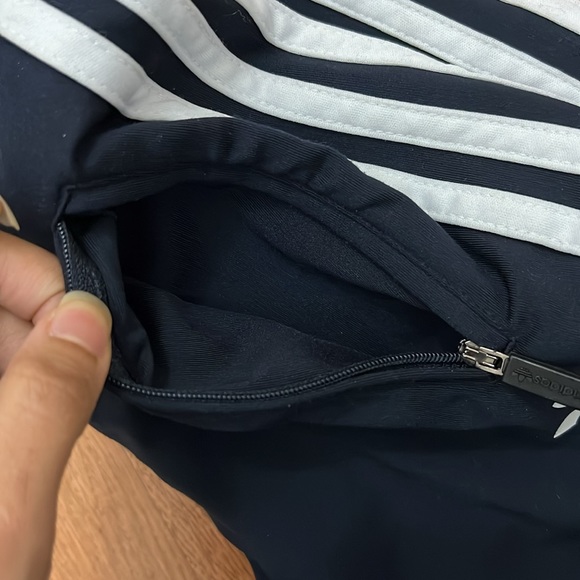 Adidas 3 Striped Joggers Navy Blue & White - Picture 3 of 9